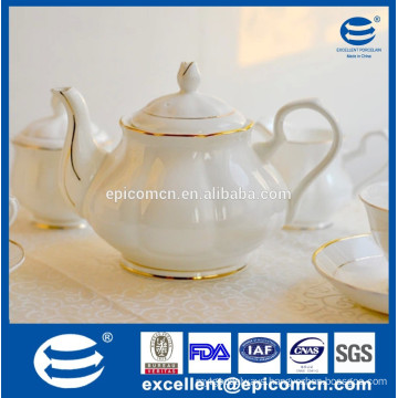 fine porcelain tea pot, tea pot with luxury gold border
